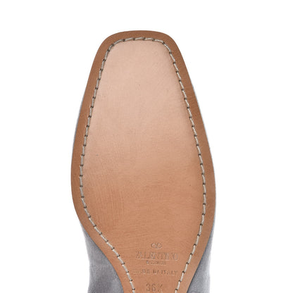Valentino Garavani Suede Lace Up Plum Ballet Flats 36.5 Grey 9 of 10