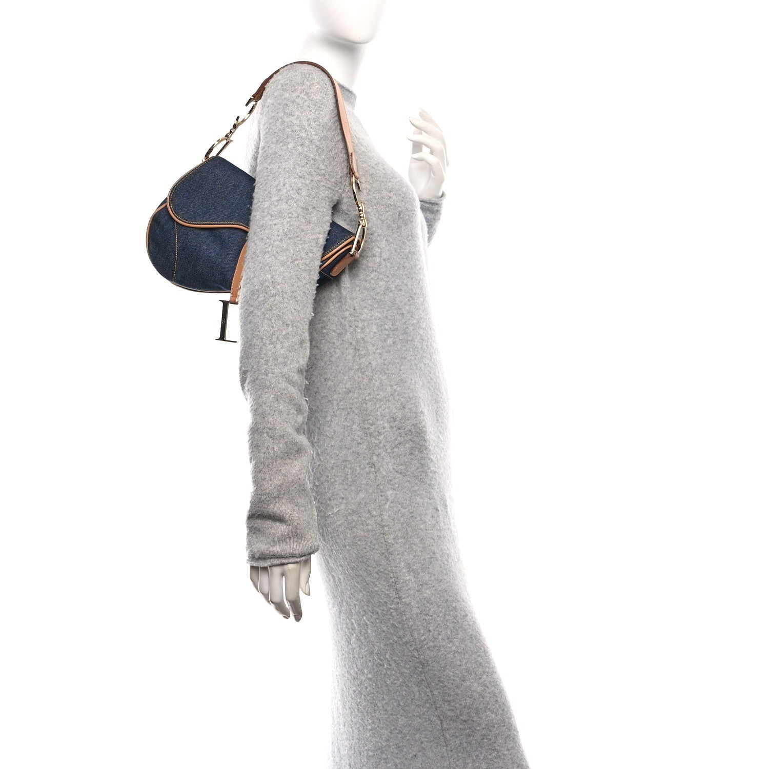 Christian Dior Denim Calfskin Saddle Bag Blue 2 of 12