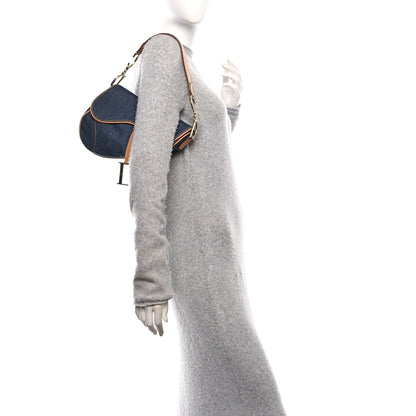 Christian Dior Denim Calfskin Saddle Bag Blue 2 of 12