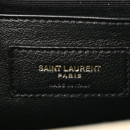 Saint Laurent Grain De Poudre Textured Mixed Matelasse Medium Triquilt Monogram Satchel Crema Soft 6 of 10