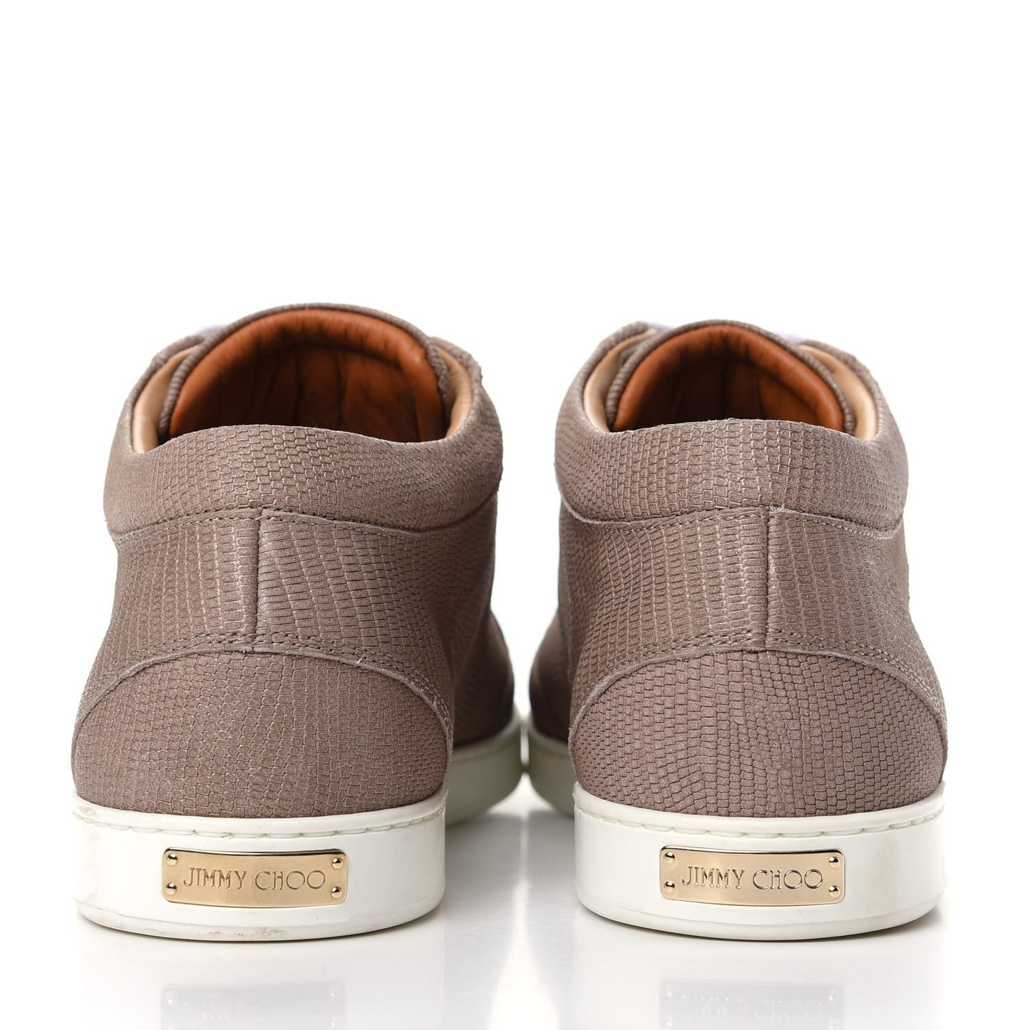 Metallic Lizard Embossed Miami Sneakers 42 Taupe