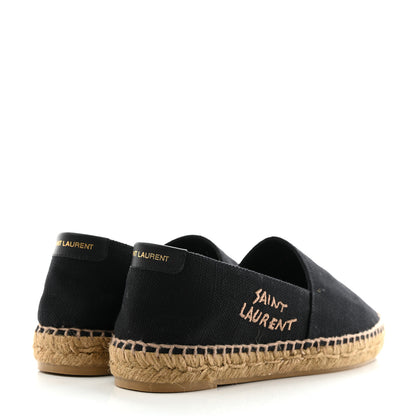 Saint Laurent Canvas Nappa Elba Light Logo Embroidered Espadrilles 36 Black 4 of 10