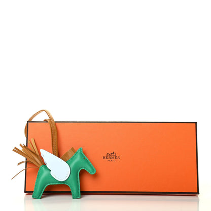 Hermes Milo Lambskin Grigri Rodeo Pegase Horse Bag Charm PM Menthe Sesame Bleu Brume 5 of 5