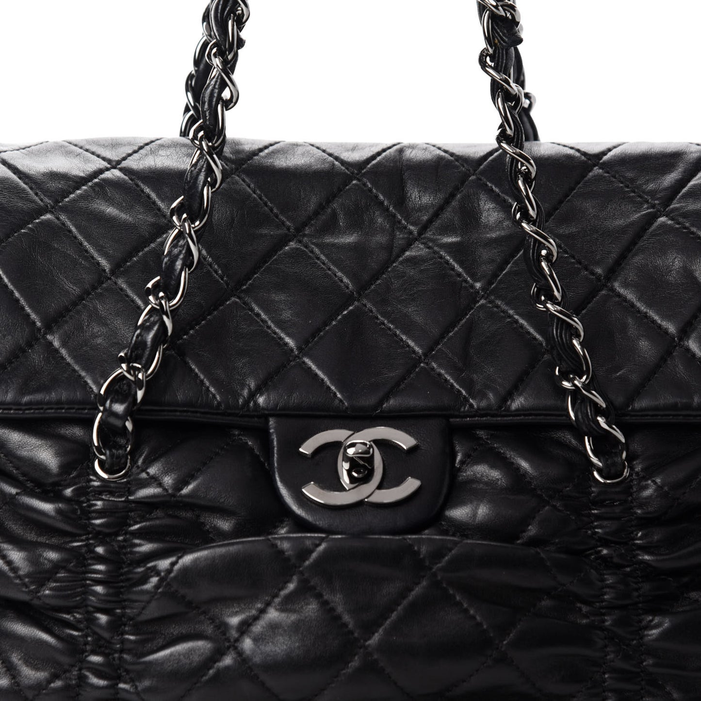 Lambskin Quilted Sharpei Flap Black