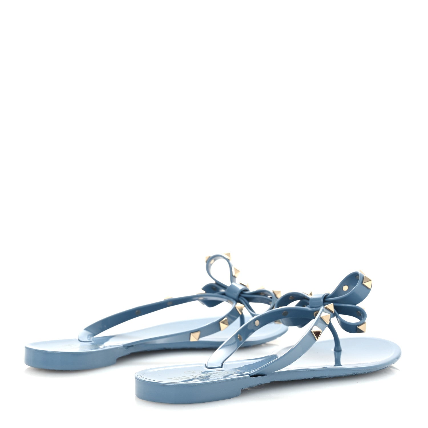 Valentino Garavani PVC Jelly Rockstud Bow Thong Sandals 38 Grey Sky 5 of 10