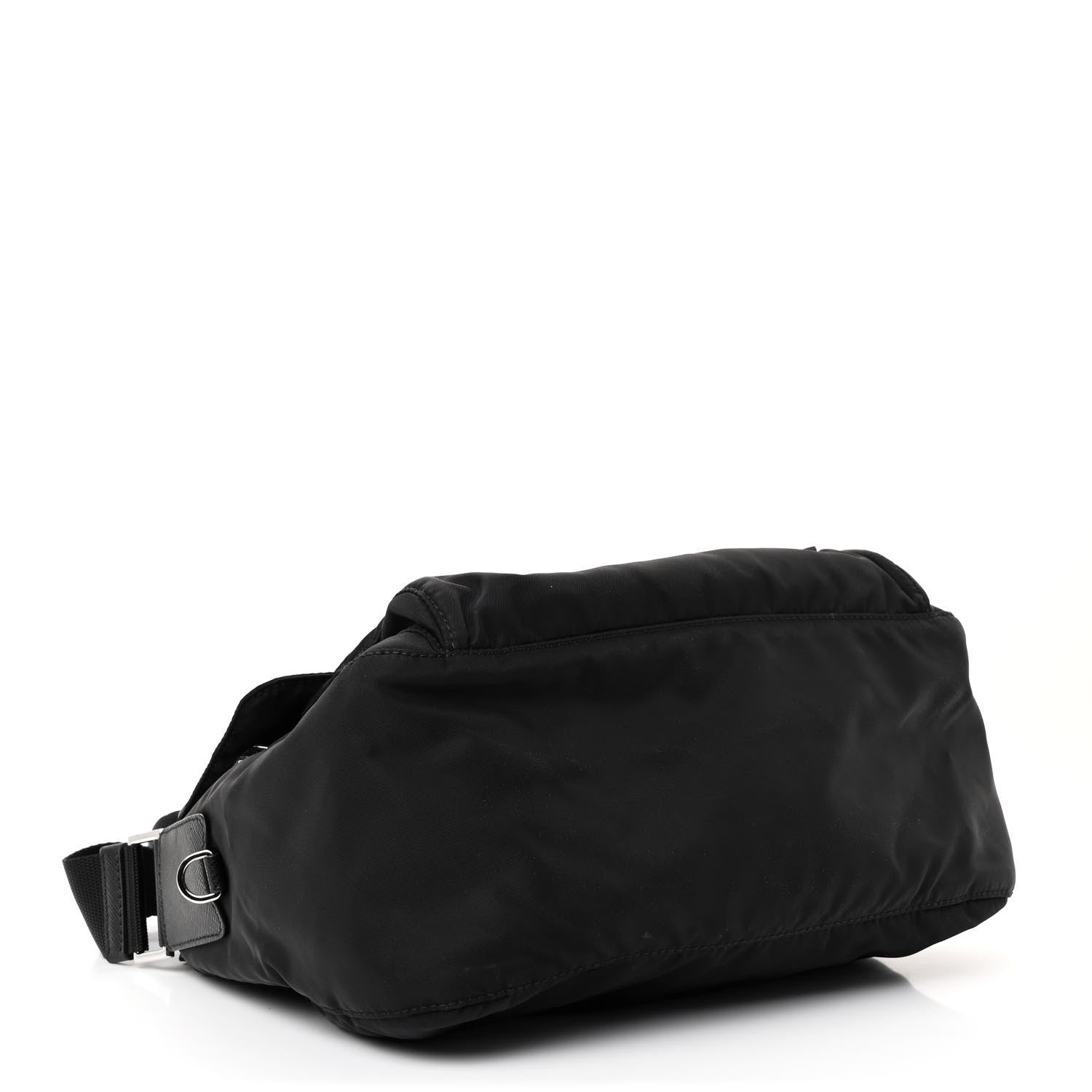 Prada Re-Nylon Vela Saffiano Pocket Double Buckle Messenger Shoulder Bag Black 4 of 9