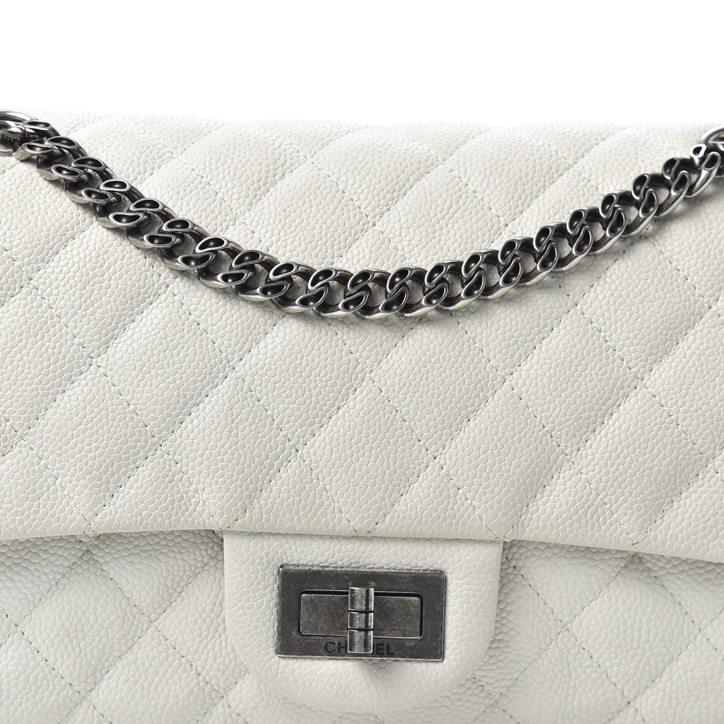 Caviar Quilted 2.55 Reissue 225 Bijoux Chain Flap White