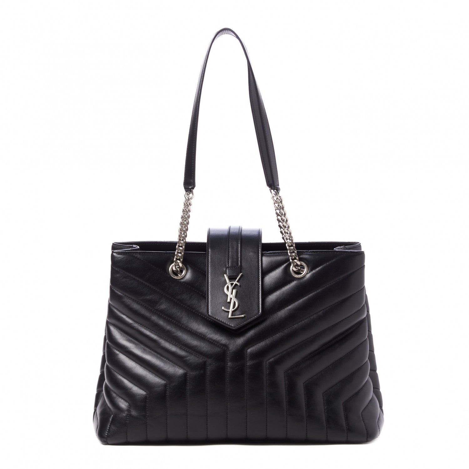 Saint Laurent Calfskin Y Quilted Monogram Large Loulou Shopper Black 1 of 9