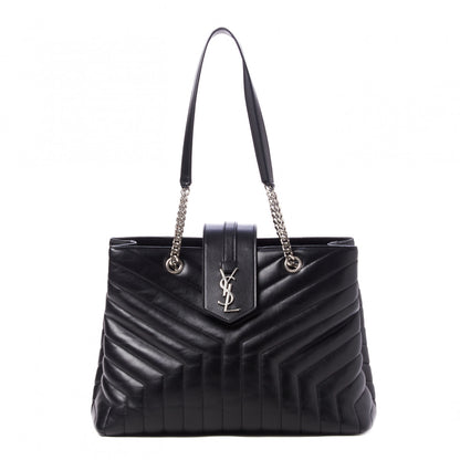 Saint Laurent Calfskin Y Quilted Monogram Large Loulou Shopper Black 1 of 9