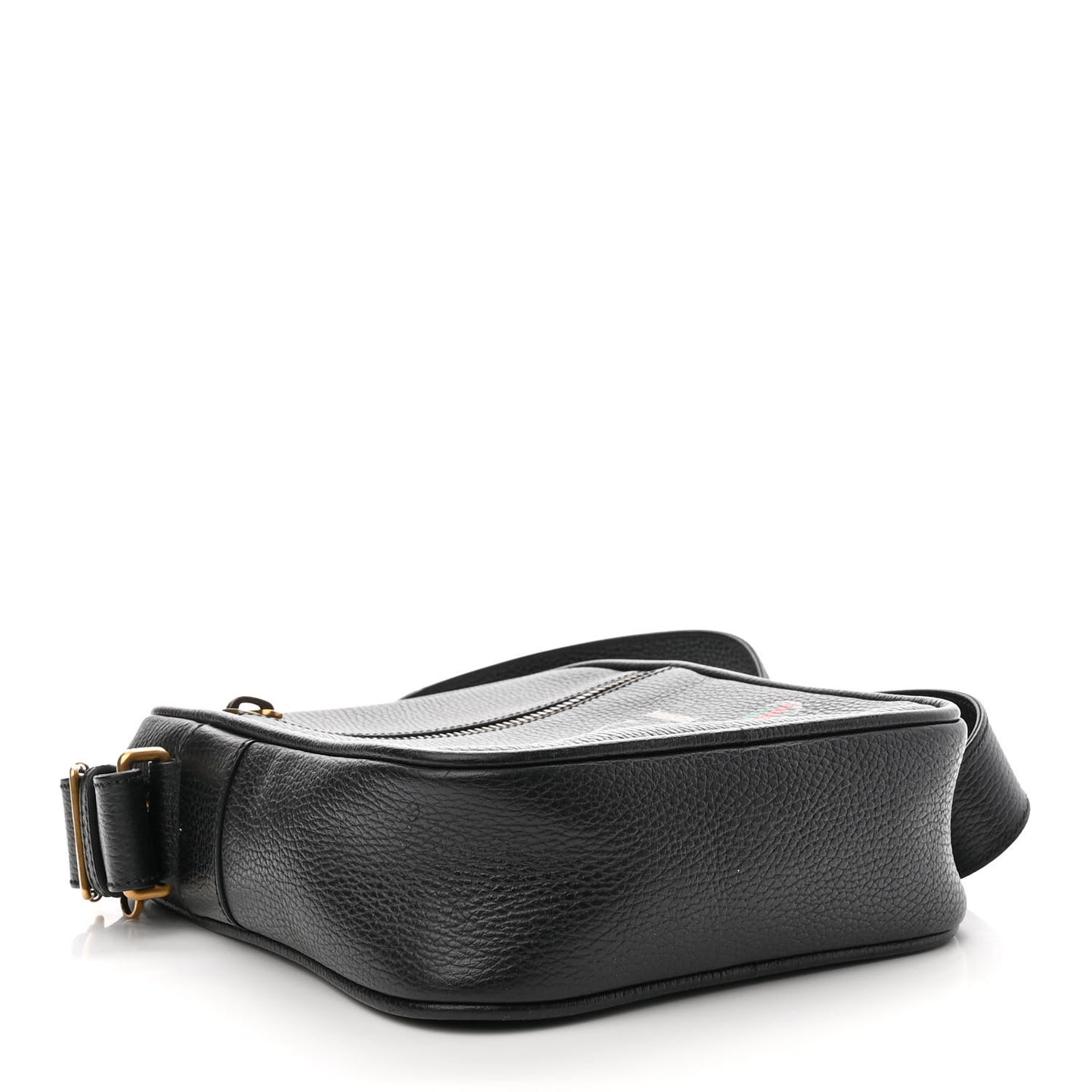 Grained Calfskin Logo Messenger Bag Black