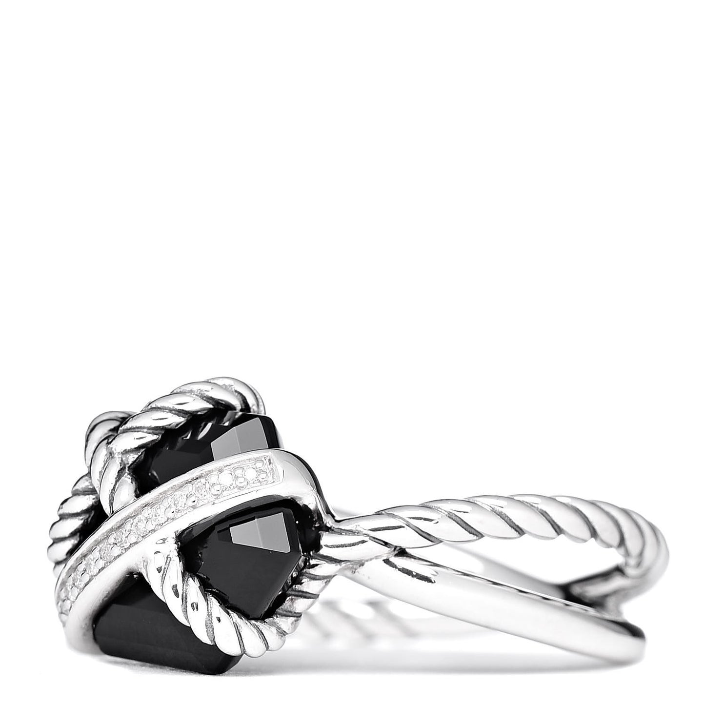 Sterling Silver Diamond Black Onyx 10mm Cable Wrap Ring 52 6