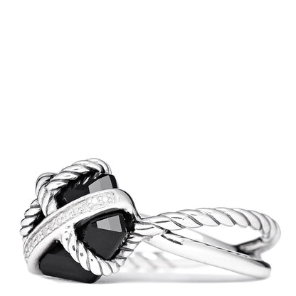 David Yurman Sterling Silver Diamond Black Onyx 10mm Cable Wrap Ring 52 6 3 of 5