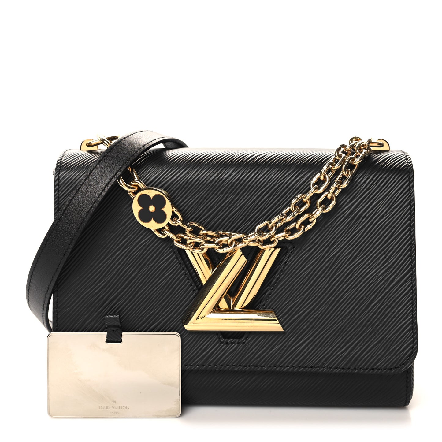 Epi Twist Monogram Flower Chain Shoulder Bag MM Black