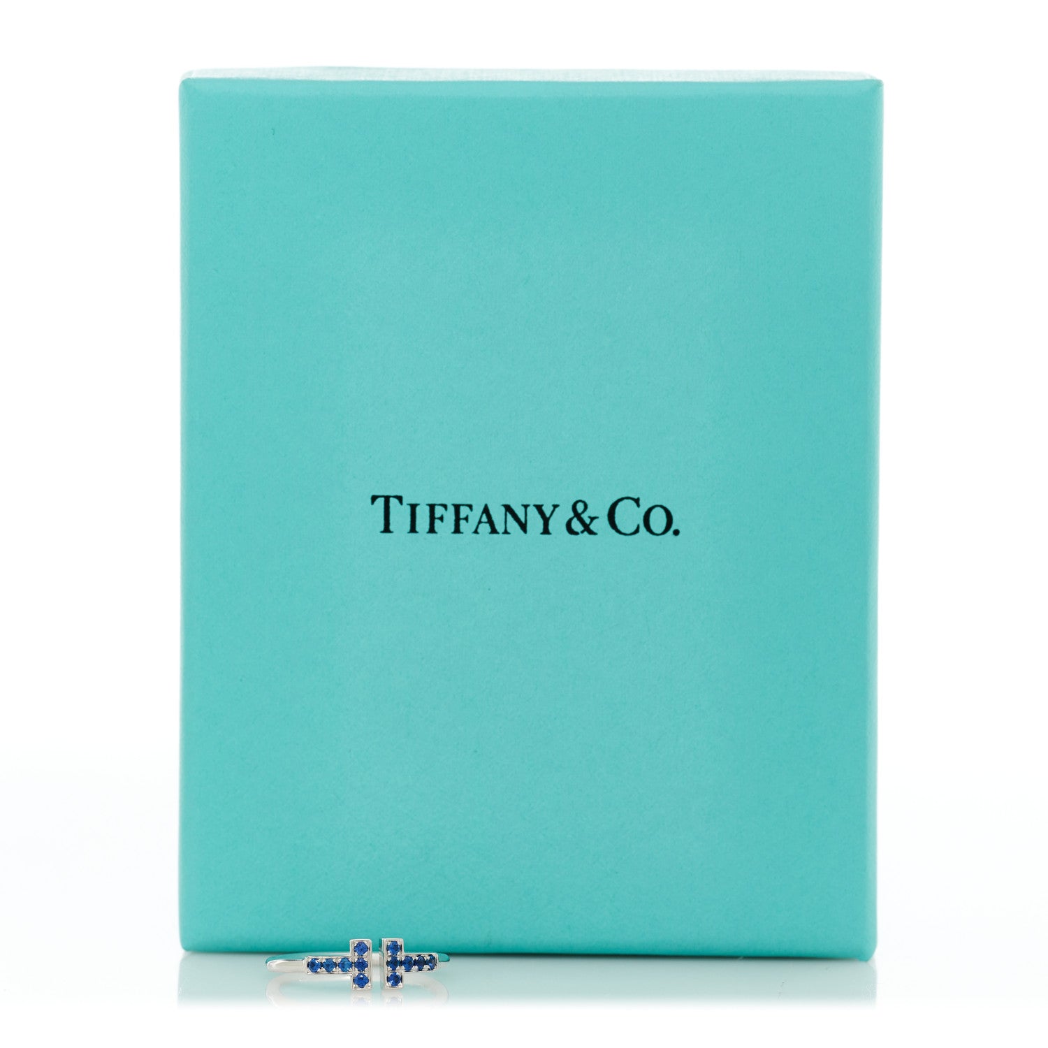 Tiffany 18K White Gold Blue Sapphire T Wire Ring 51 5.75 5 of 5
