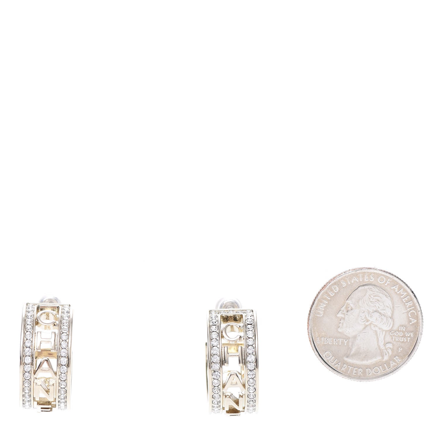 Chanel Metal Crystal Bow-tiful CC Hoop Earrings Gold 2 of 5