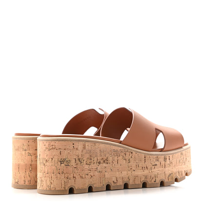 Hermes Calfskin Cork Eze 30 Sandals 37 Marron Glaise 4 of 8