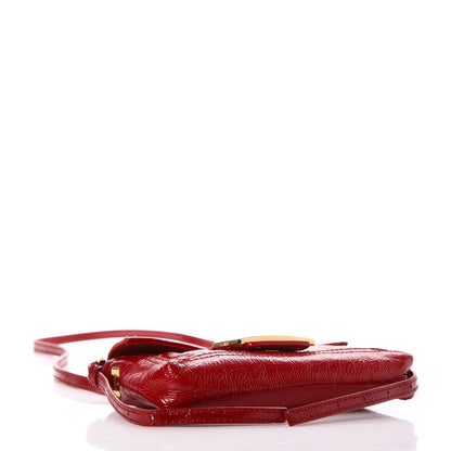 Fendi Vitello Naplak Small Convertible Baguette Rosso 4 of 13