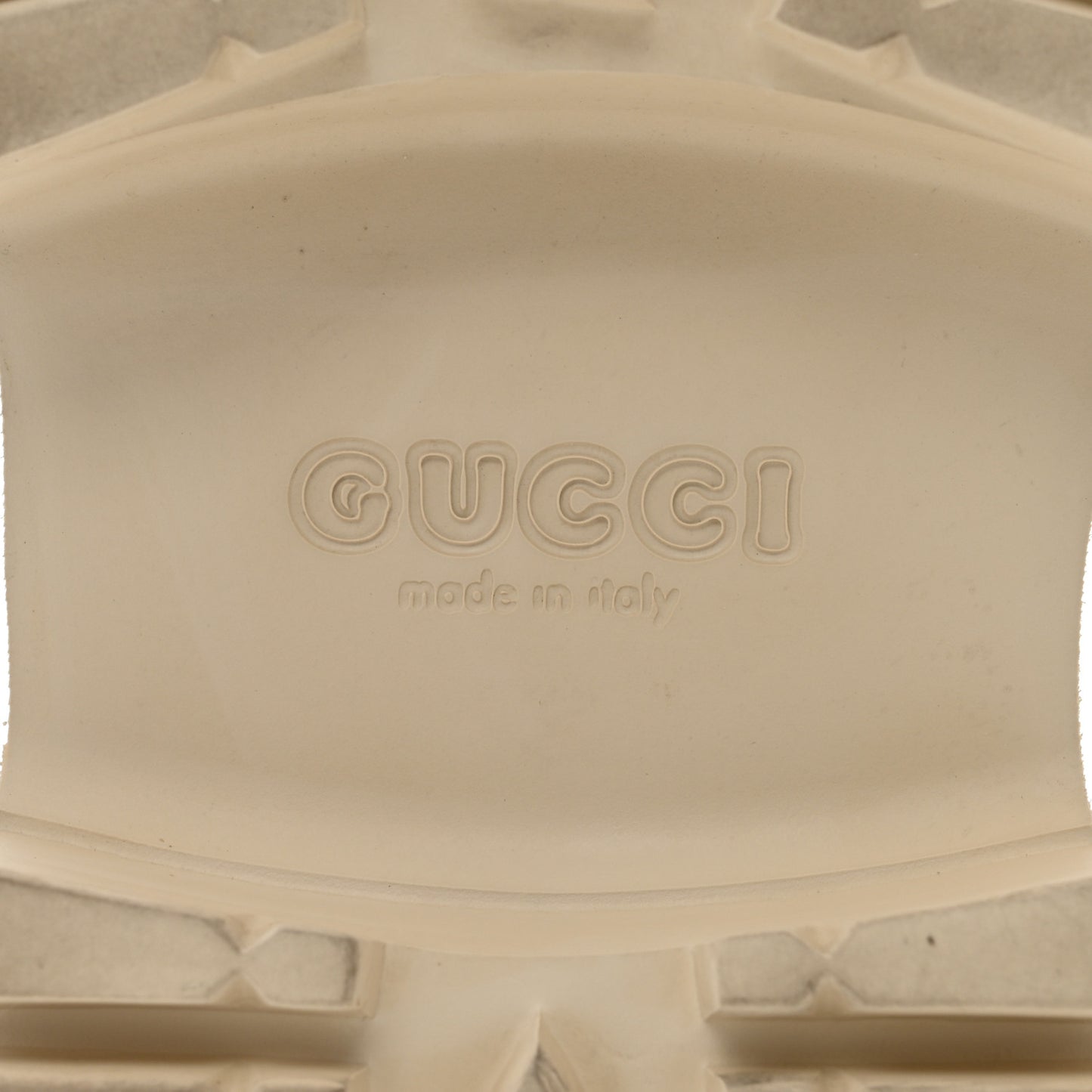 Rubber GG Monogram Perforated Elea Platform 55mm Lug Sole Sandals 38 Mystic White