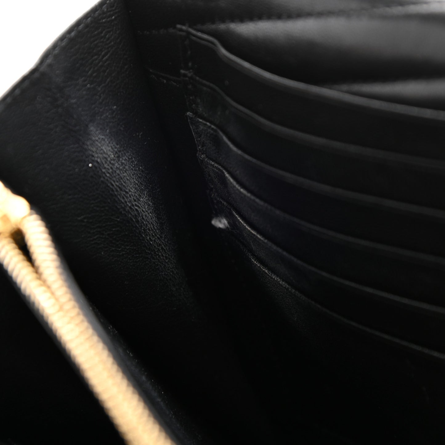 Lambskin Matelasse Chevron Monogram Sulpice Chain Wallet Black