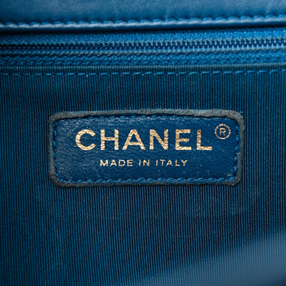 Chanel Lambskin Chevron Quilted New Medium Boy Flap Blue 6 of 20