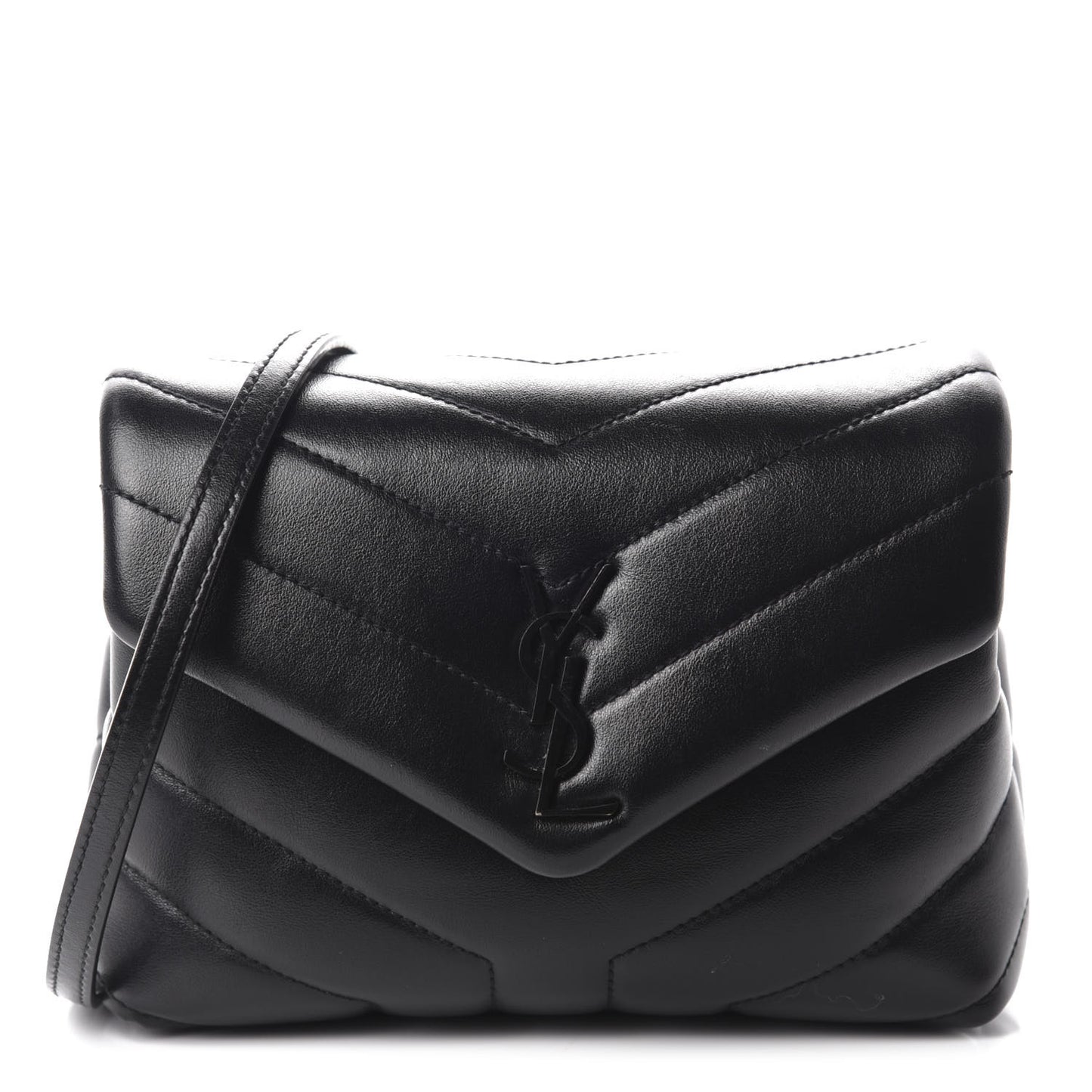 Calfskin Y Quilted Monogram Toy Loulou Crossbody Bag Black