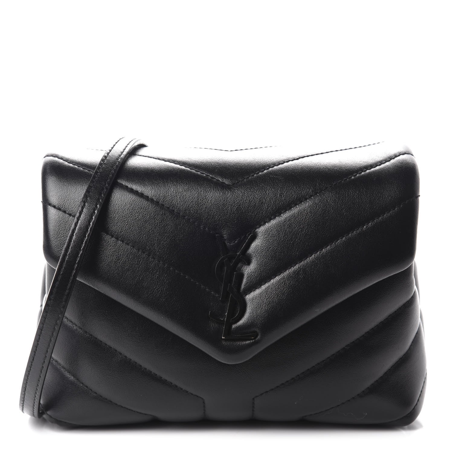 Saint Laurent Calfskin Y Quilted Monogram Toy Loulou Crossbody Bag Black 1 of 13