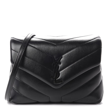Saint Laurent Calfskin Y Quilted Monogram Toy Loulou Crossbody Bag Black 1 of 13