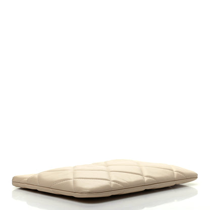 Chanel Shiny Goatskin Quilted Chanel 19 Pouch Beige 4 of 8