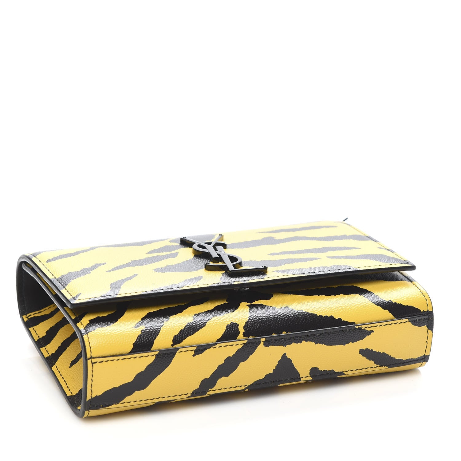 Saint Laurent Grain De Poudre Zebra Print Small Classic Monogram Kate Satchel Yellow 4 of 9
