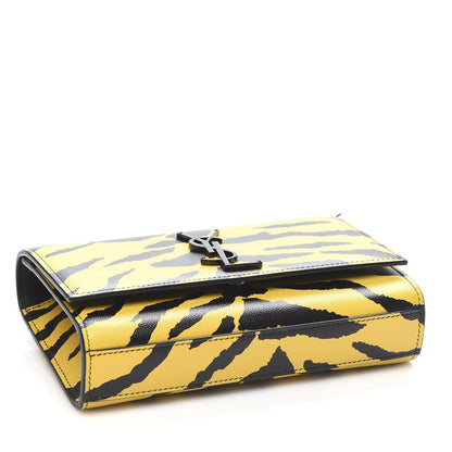 Saint Laurent Grain De Poudre Zebra Print Small Classic Monogram Kate Satchel Yellow 4 of 9