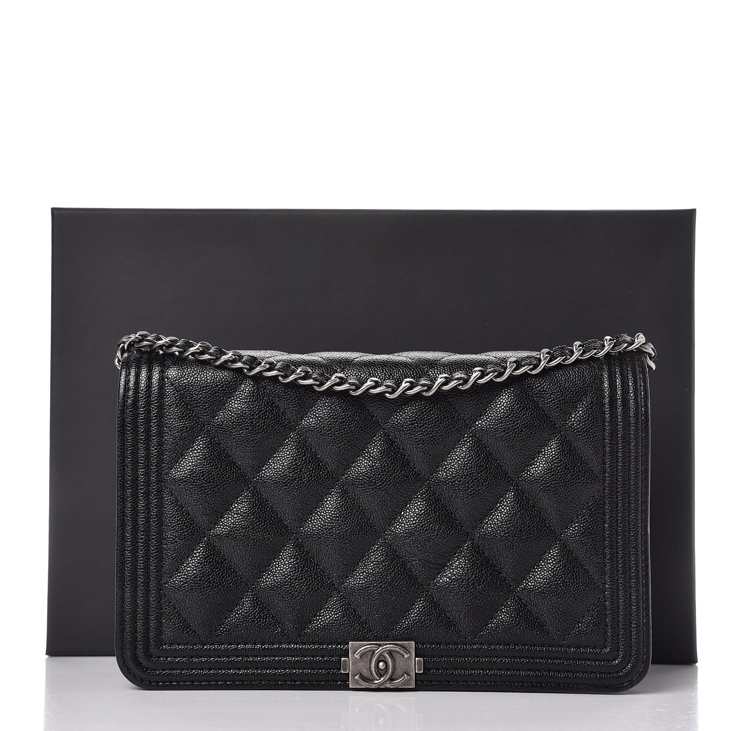Chanel Caviar Quilted Boy Wallet On Chain WOC Black 9 of 9