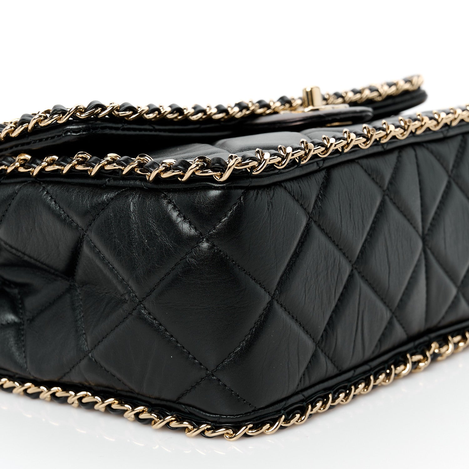 Chanel Crumpled Calfskin Medium Chain All Over Flap Black 10 of 11