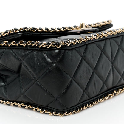 Chanel Crumpled Calfskin Medium Chain All Over Flap Black 10 of 11