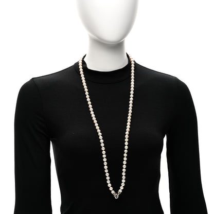 David Yurman Sterling Silver Diamond Cultured Freshwater Pearl 8-8.5mm Buckle Necklace 36" 2 of 5