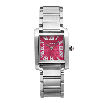 Cartier Stainless Steel 20mm Tank Francaise Quartz Watch Raspberry 1 of 6