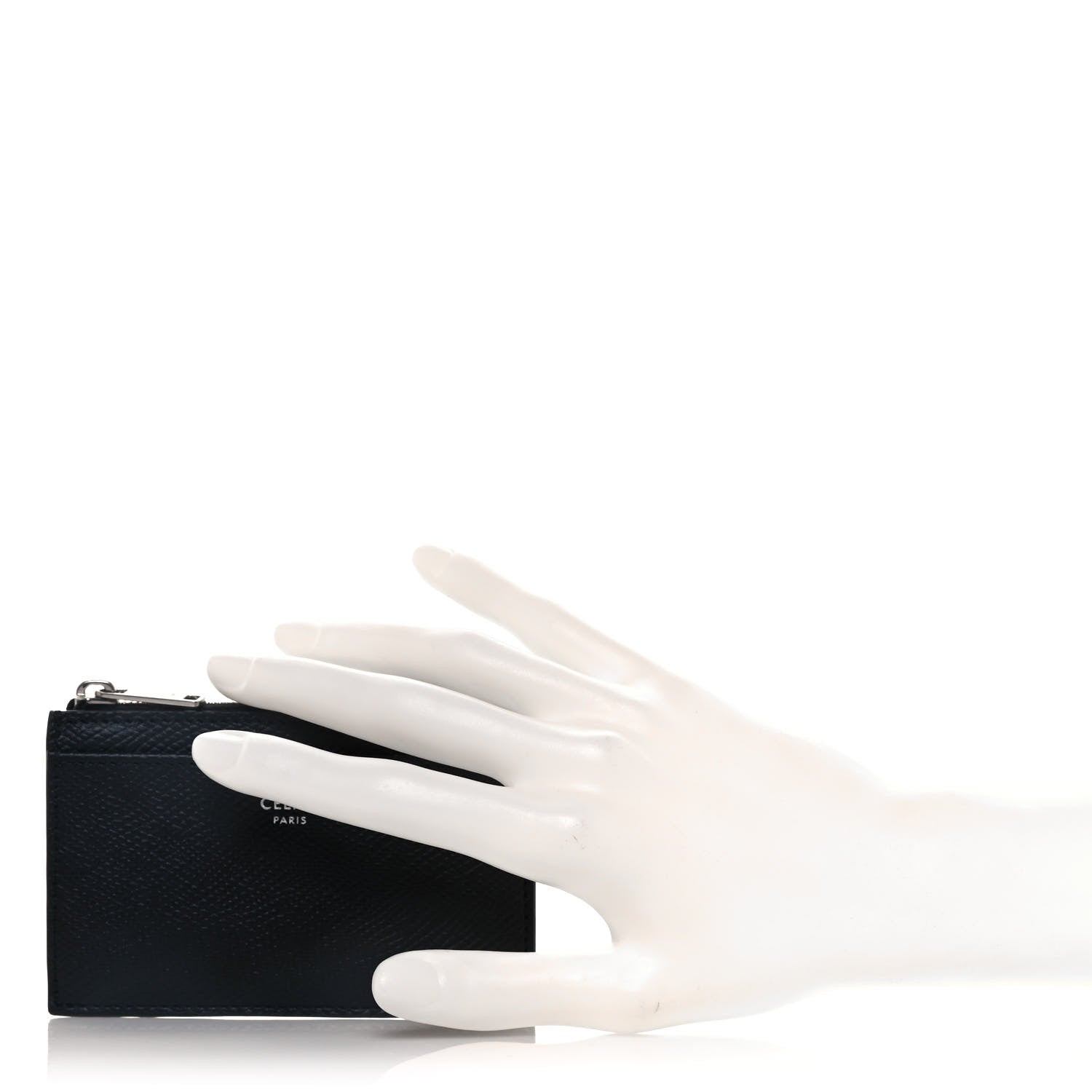 Celine Grained Calfskin Zipped Card Holder Black 2 of 7