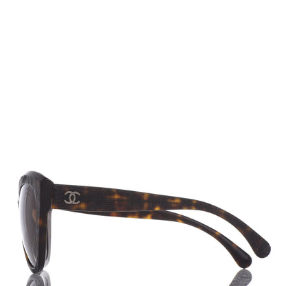 Chanel Tweed Effect CC Polarized Butterfly Signature Sunglasses 5332 Havana 2 of 6