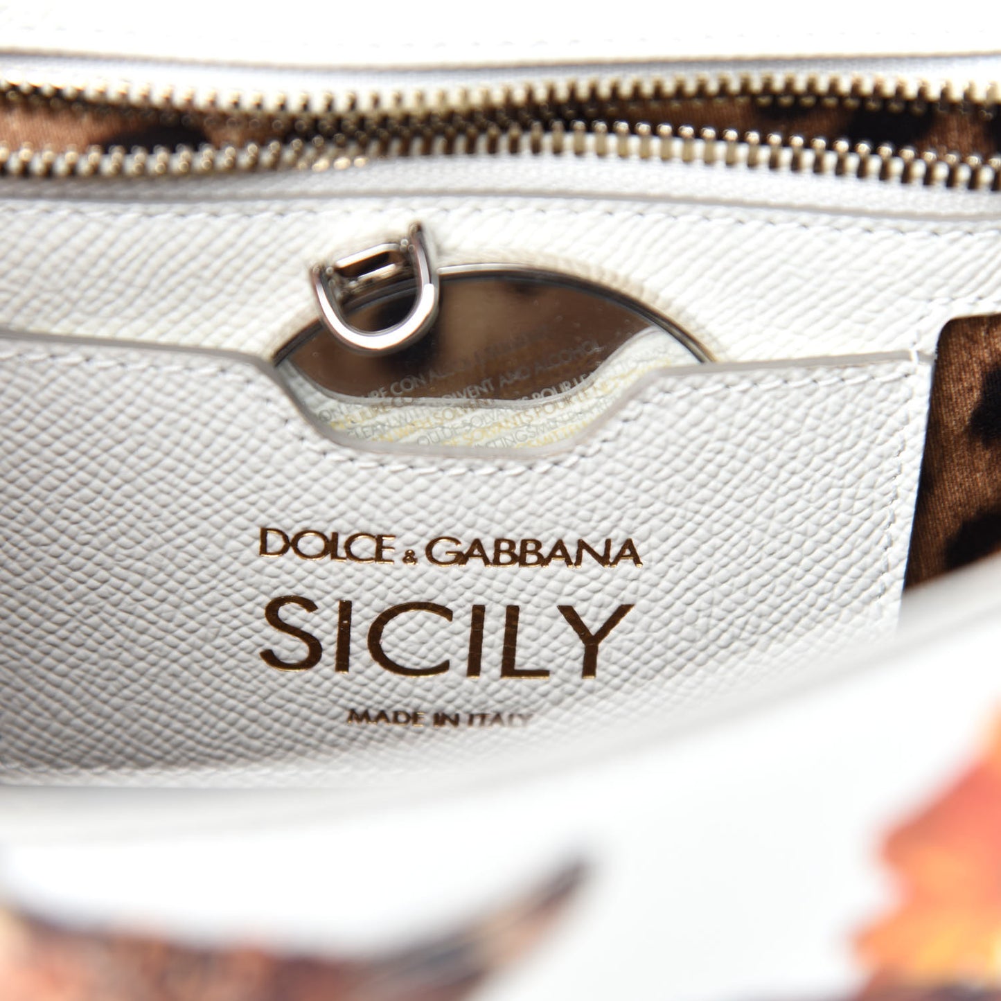 Dauphine Cat Print Medium Miss Sicily Satchel White Multicolor