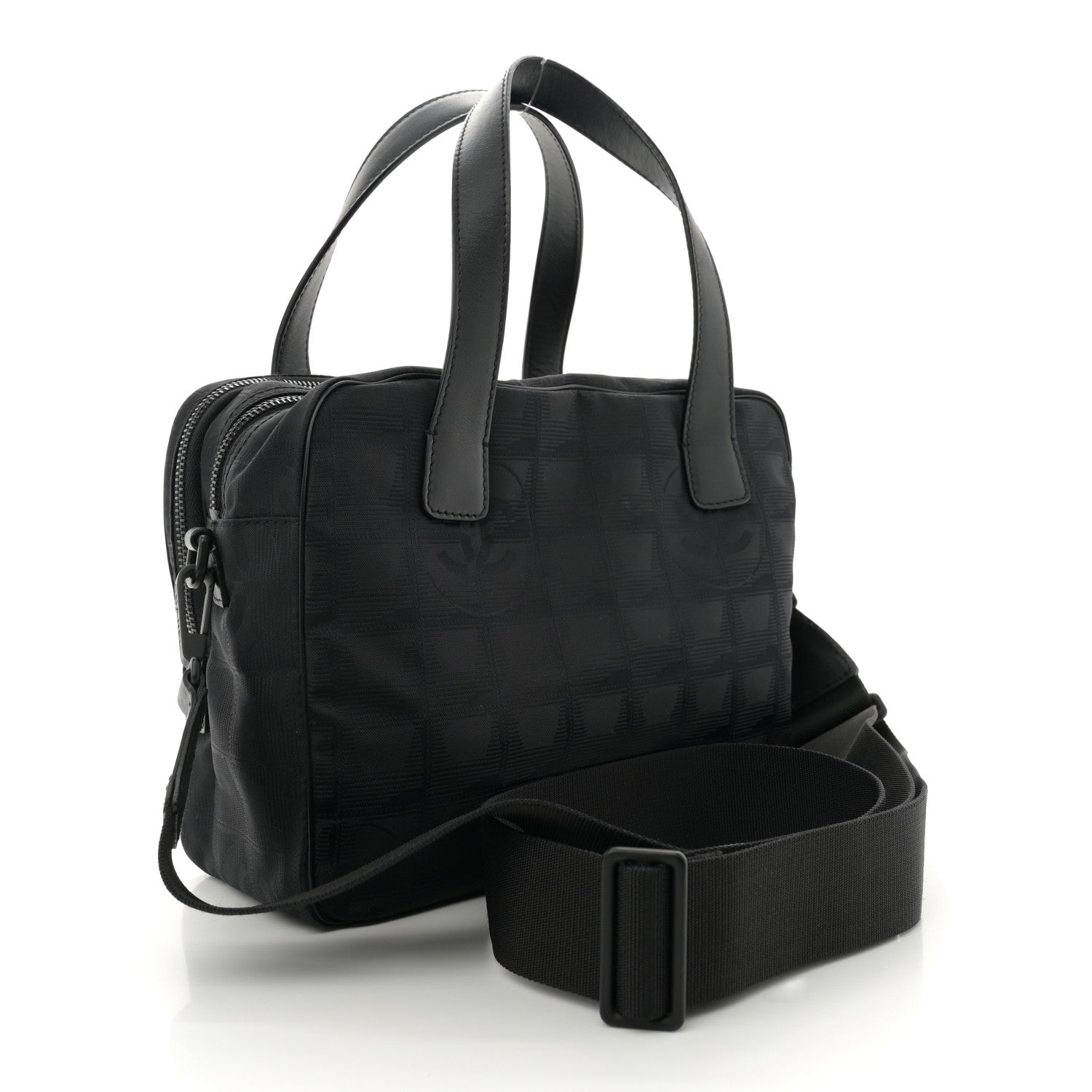 Chanel Nylon Travel Shoulder Bag Black 2 of 11