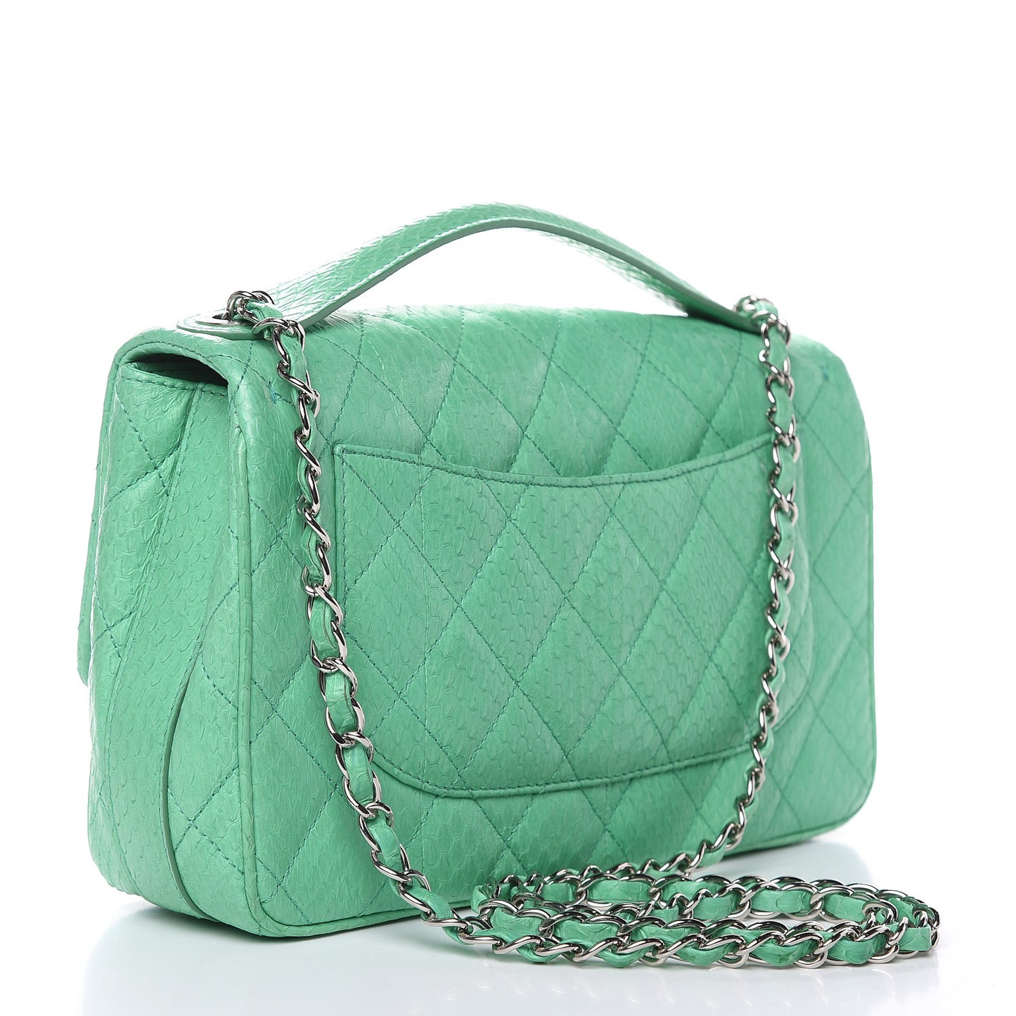 Elaphe Snakeskin Medium Easy Carry Flap Green