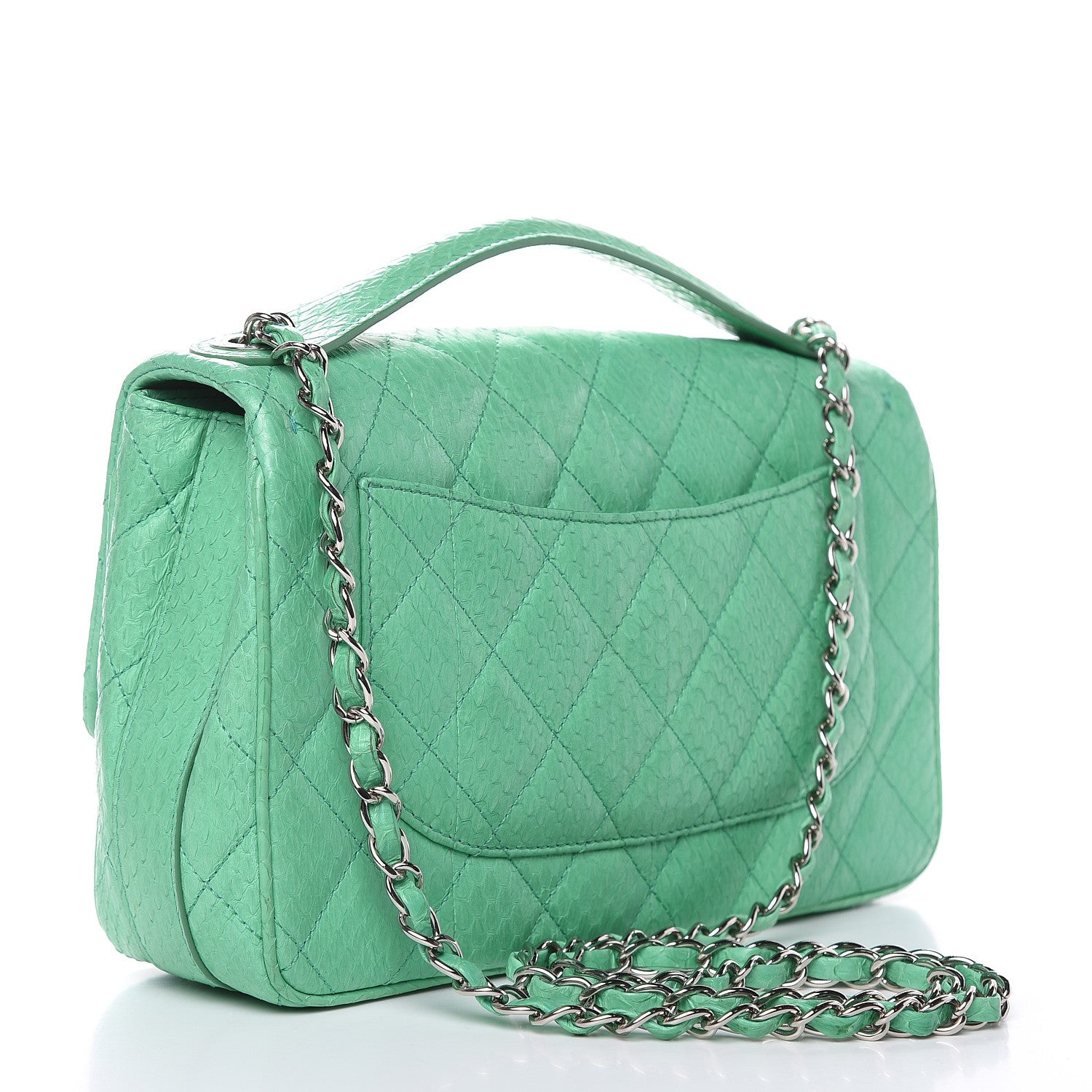 Chanel Elaphe Snakeskin Medium Easy Carry Flap Green 3 of 12