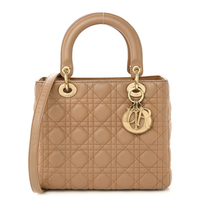 Christian Dior Lambskin Cannage Medium Lady Dior Beige 1 of 10