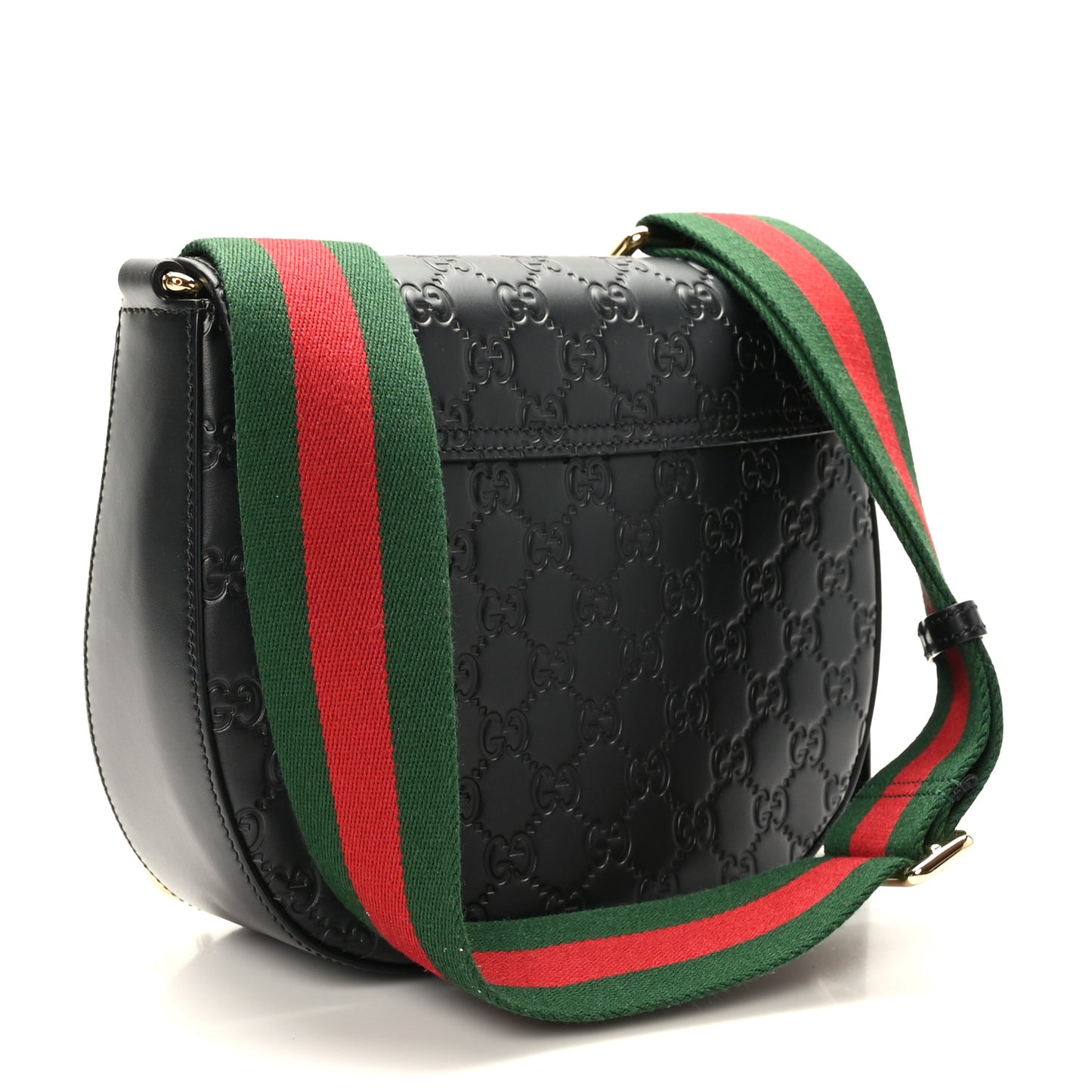 Guccissima Web Medium Padlock Messenger Shoulder Bag Black