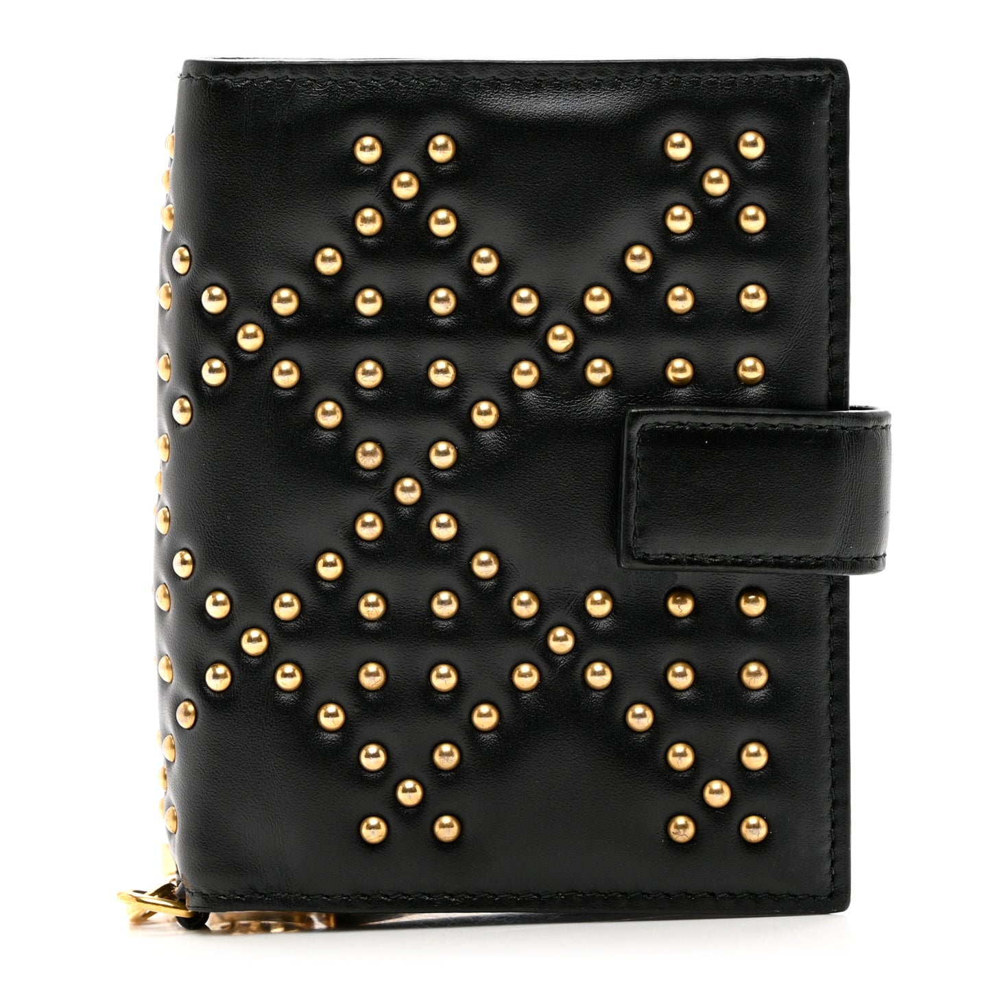 Lambskin Cannage Studded Lady Dior Compact Wallet Black
