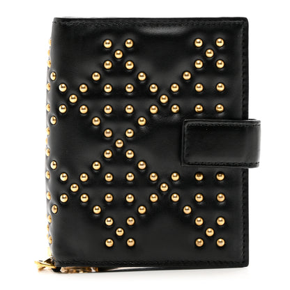 Christian Dior Lambskin Cannage Studded Lady Dior Compact Wallet Black 1 of 7