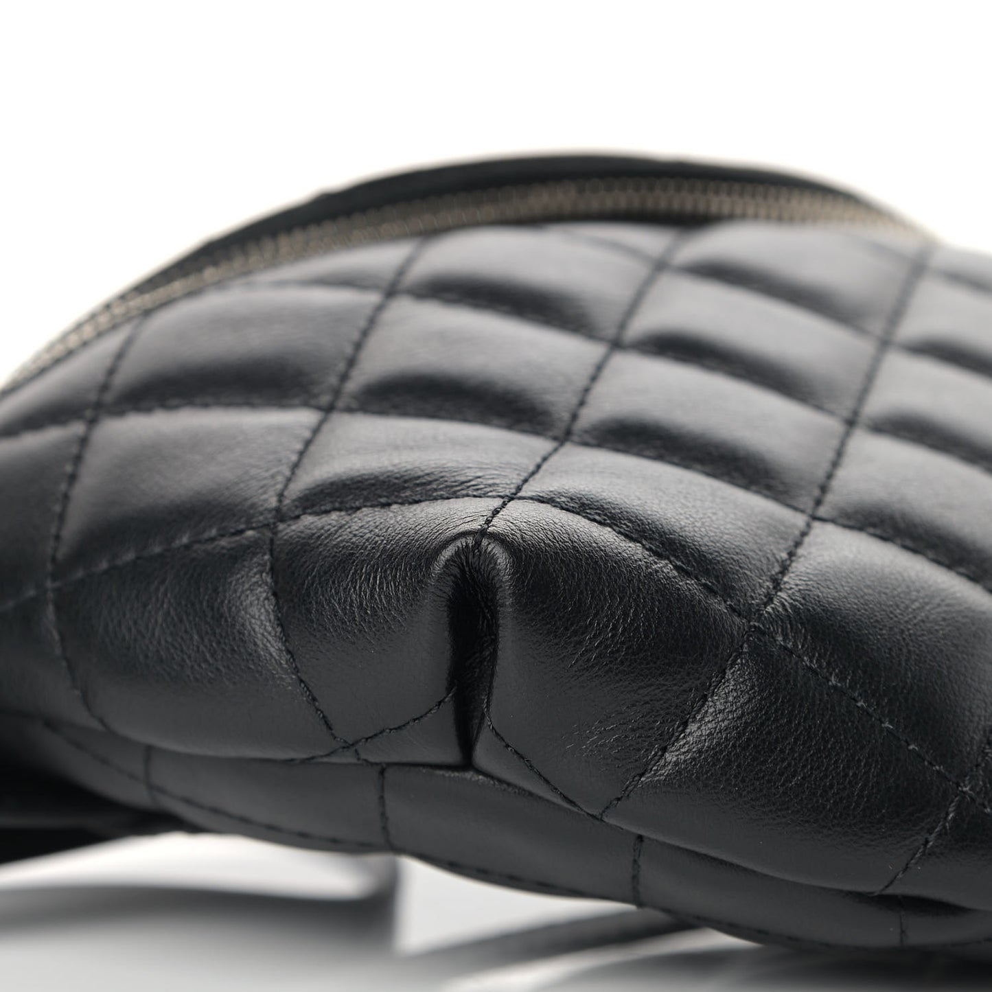 Lambskin Quilted Waist Belt Bag Black