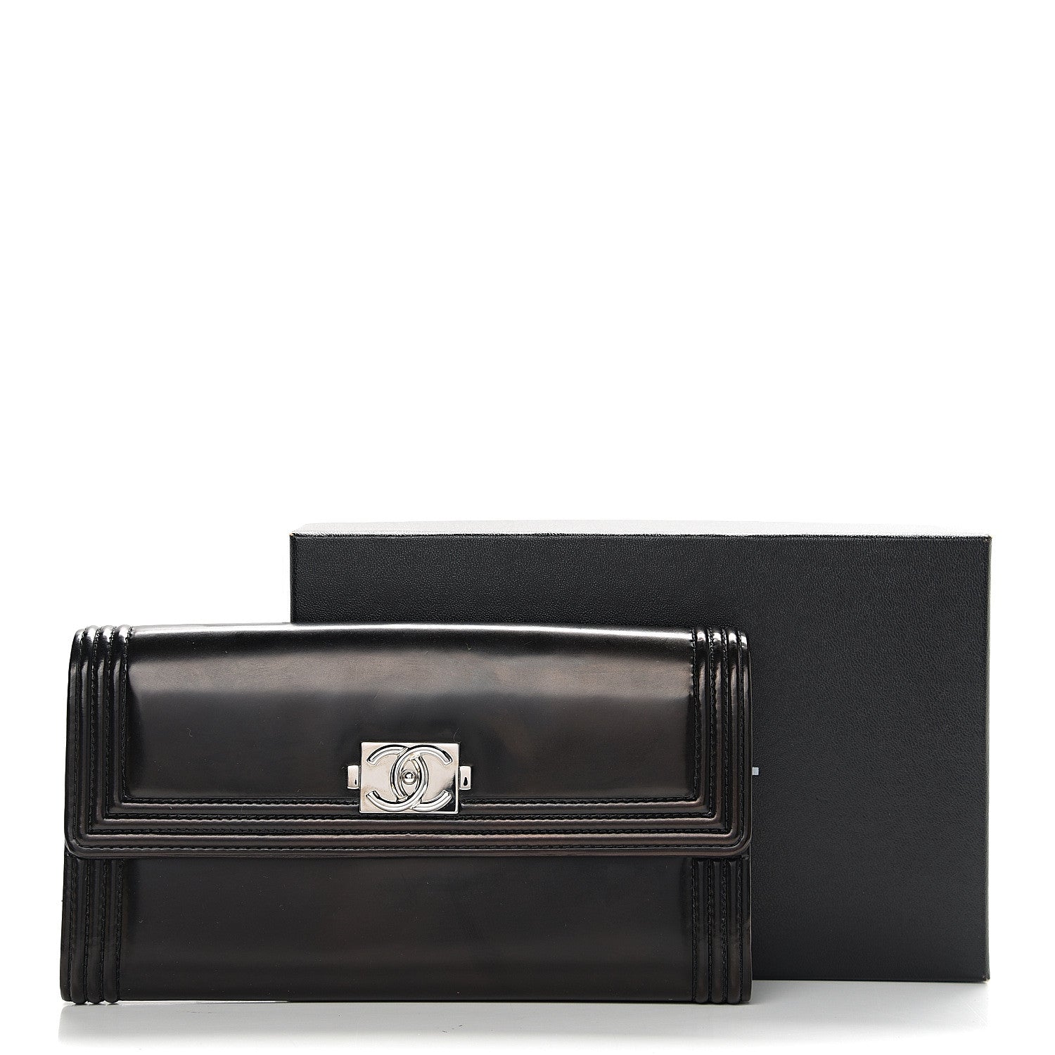 Chanel Glazed Calfskin Boy Flap Wallet Black 8 of 8