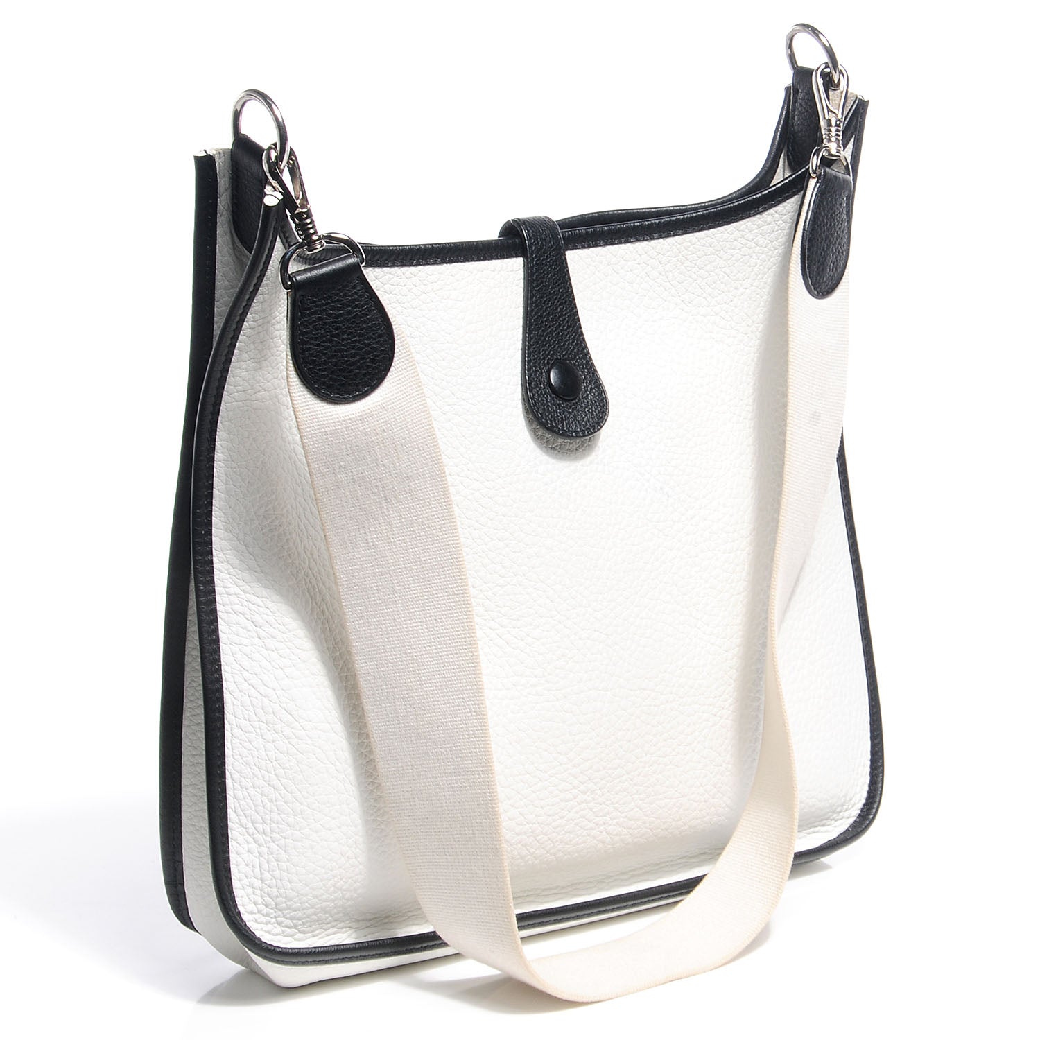 Hermes Taurillon Clemence Evelyne GM Blanc Noir 3 of 17