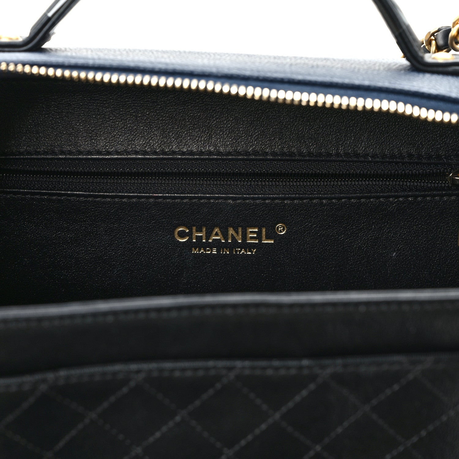 Chanel Caviar Quilted Large CC Filigree Vanity Case Navy 6 of 13