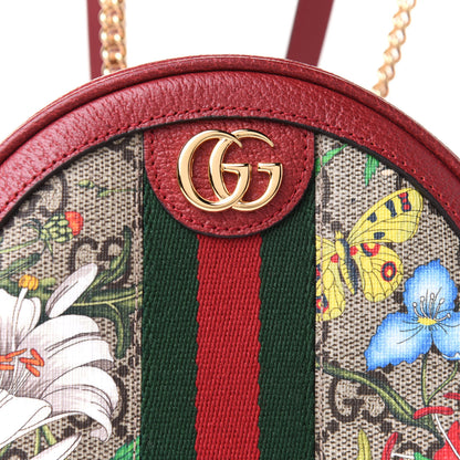 Gucci GG Supreme Monogram Web Flora Mini Ophidia Round Backpack Red 7 of 9